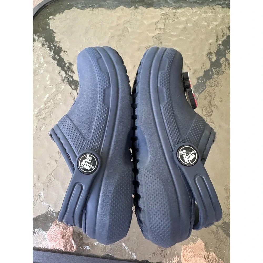 Crocs Kids Classic Lined Clog‎ Paw Patrol Navy Blue Fuzzy Warm Shoes C9